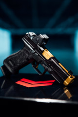 Agency Arms Glock 45 NOC, 9MM, 4.50" Compensated Island Barrel, Black/Gold 