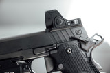 Nighthawk Custom Sandhawk Comp w/ 2.5 MOA Trijicon SRO, 9MM, 5.00" Compensated Barrel, 17 Rds, DLC Black 