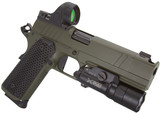 Nighthawk Custom Single Stack Sandhawk w/ Trijicon SRO 2.5 MOA, 9MM, 5.00" Compensated Barrel, 10 RDs, Green Cerakote - 131704257114 