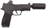 Sig Sauer P365 X-Macro Hush Puppy w/ Holosun 407K, 9MM, 4.30" Threaded Barrel, 17 RDs, Black Cerakote - 810188106957 