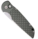 Pro-Tech TR-3 X1 Tactical Response 3, 3.5" Stonewash Spear Point Blade, 6061 Aluminum Fish Scale Green Handle - 130458631256 