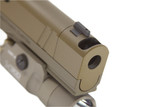 Nighthawk Custom Sandhawk Comp w/ Trijicon SRO & SureFire X300 Turbo, 9MM, 5.00" Compensated Barrel, 17 RDs, Aggressive Grip, Tan Cerakote 