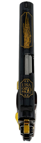 Colt 1911 Classic Government USA 250th, .45 ACP, 5.00" Barrel, 7 RDs, Blued w/ Gold - 098289113658 