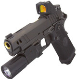 Nighthawk Custom Vice President Commander w/ Trijicon RMR HD & Modlite PL350, 9MM, 4.25" Barrel, 20 RDs, DLC Black / Gold TiN 