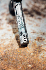 Tee Gun Vault Rivet w/ Aimpoint ACRO P-2, 9MM, Silver/Gray 