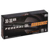 Federal Fusion Subsonic, 30-30 Win, 170 Grain, Bonded Soft Point, 1000 FPS, 20 RDs 