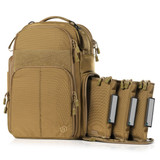 Savior Compact S.E.M.A Pistol Backpack, 3 Pistol Cases, 600D Polyester, Dark FDE 