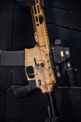 Mustang Armament Chesty Series w/ EOTech EXPS2-2 & 3X Magnifier, 5.56 NATO, 12.50" Barrel, 30 RDs, Troy Coyote Cerakote 