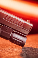 Jacob Grey NOX-9, 9MM, 5.00" Ported/Compensated Barrel, 17 RDs, Soft Case, DLC Black/Copper Canyon 