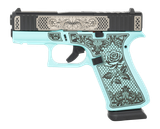 Glock 43X, 9mm, 3.41" Barrel, 15 RDs, Robin's Egg Blue / Black 