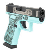 Glock 43X, 9mm, 3.41" Barrel, 15 RDs, Robin's Egg Blue / Black 