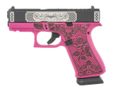 Glock 43X MOS, 9mm, 3.41" Barrel, 15 RDs, Pink Rose Engraved 