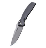 Pro-Tech Pallas Auto, CPM-MagnaCut Stonewash Clip Point Blade, Solid Black Aluminum Handle, Wide Deep Carry Clip 
