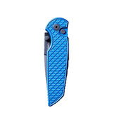 Pro-Tech TR-3 Integrity Thumbstud Manual, CPM-MagnaCut Blade, 3.50" DLC Black Blade, Blue Relic Textured Aluminum Handle 