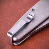 Ocaso Regis, Stonewashed Titanium Handle, Stonewashed Blade, Satin Hardware 
