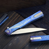 Ocaso Solstice, CPM S35VN Straight Back Blade, Flipper Liner Lock, Satin Finish, Anodized 