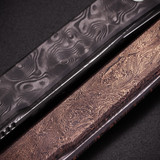 Ocaso Solstice, Damasteel DS93X Straight Back Blade, Fat Carbon Space Coral Handle, Bifrost Pattern 