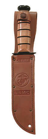 Ka-Bar 1218 USMC Fight/Utility Knife, 7" Blade, Part Serrated, Leather Handle, Includes Sheath 