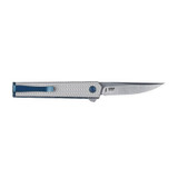 CRKT CEO Microflipper Folding Knife, 2.36" Drop Point Blade, Silver and Blue 