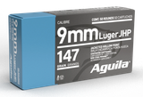 Aguila 9mm Luger JHP, 147 Grain, 50 Rounds 