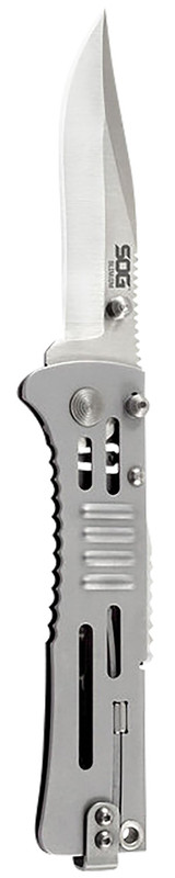 S.O.G SlimJim SJ31-CP, 3.18" Folding Clip Point, Satin AUS-8A Blade, Bead Blasted 420 Stainless Steel Handle 