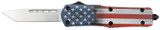 CobraTec FS-3 American Flag, Medium 3.00" OTF Tanto Plain Satin D2 Steel Blade, US Flag Aluminum Cerakoted Handle 