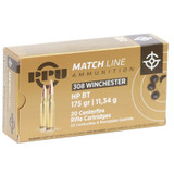 PPU Match Line, 308 Winchester, 175gr HPBT, 20 Centerfire Rifle Cartridges 
