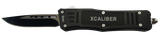 Xcaliber 9mm Medium OTF Knife, 3.25" Drop Point 440C Stainless Blade, 4.64" Steel Handle, Black 