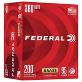 Federal Champion Training, 380 Auto, 95 Grain FMJ, 200 Rounds 