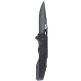 SOG Salute, Folding Knife, 3.63" Clip Point Blade, Black G10 Handle, Hardcased Black Finish 