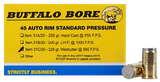 Buffalo Bore Standard Pressure Strictly Business 45 Auto Rim 225gr Wadcutter Ammunition, 20 Rds 
