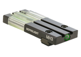 Meprolight FT Bullseye Rear Sight, Green Tritium Fiber Optic, Black Aluminum, Glock Gen 1-5 (Except MOS) 