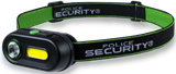 Police Security Colt-R Rechargeable Headlamp, 65/150/250/400 Lumens, Black/Green 