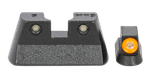 Meprolight Hyper-Bright, Green Tritium Orange Outline Front / Green Tritium Black Outline Rear Night Sight Set, Steel, Black 