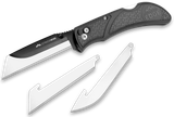 Outdoor Edge RazorWork, 3" Folding Drop Point/Utility Plain/Gut Hook, Black Satin/Gray Finish 