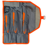 Outdoor Edge Vantex, 4-Piece Hunting Kit, Fixed Blade Knives, Gray/Orange Handles 