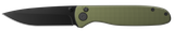 Outdoor Edge Dirk, 3.25" Drop Point Blade, Button Lock, Green Anodized Aluminum Handle, Black Oxide Finish 
