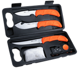 Outdoor Edge WildLite Game Processing Kit, Fixed Boning/Caper/Skinner Knives, Blaze Orange Textured TPR Handles, Hard-Side Carry Case, Orange 