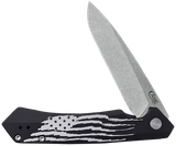 Case Kinzua, Spear Point Stonewashed S35VN SS Blade, Black Anodized US Flag Aluminum Handle 