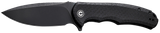CIVIVI Praxis, Flipper Opening Liner Lock, 3.75" Black Stonewashed 9Cr18MoV Stainless Blade, Coarse Black Micarta Handle 