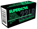 Supernova PMSN22LRG, .22 LR Green Tracer Ammunition, 40 Grain LRN, 50 Rds, Brass Case 