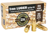 Patriot Sports 9mm Luger 124gr Full Metal Jacket, 50 Rounds 