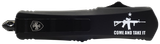 Templar Knife SAR15531 Gen II Come And Take It Small OTF Tanto Part Serrated, Black Oxide 440C Stainless Steel Blade, Black Aluminum Handle w/ AR-15 "Come And Take It" Design, Glass Breaker 
