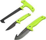HME 3-Piece Field Kit, 420HC Black Oxide Blades, Green Thermoplastic Rubber Handles, Black 