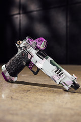 TEE Gun Vault Staccato XL, w/ Purple Trijicon SRO 2.50 MOA, 9MM, 5.40" Threaded Barrel, 20 RDs, Purple Camo 