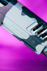 TEE Gun Vault Staccato XL, w/ Purple Trijicon SRO 2.50 MOA, 9MM, 5.40" Threaded Barrel, 20 RDs, Purple Camo 