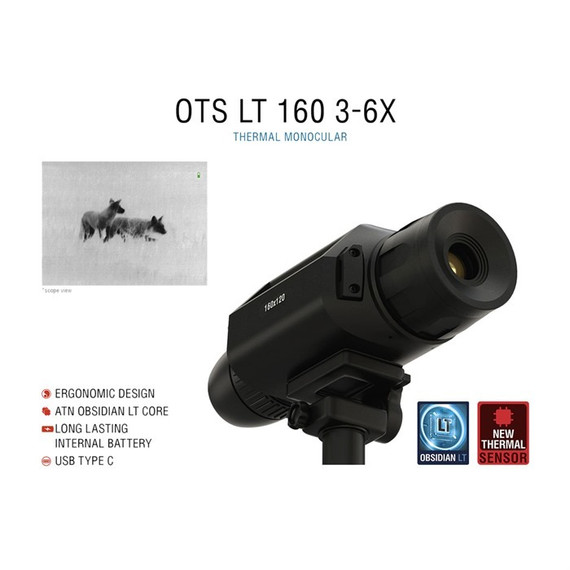 ATN OTS LT 160 3-6x Thermal Monocular, Black 