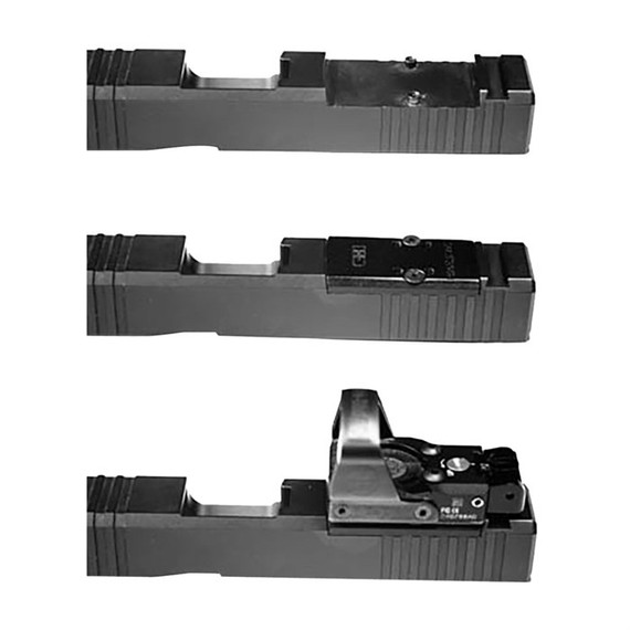 C&H Precision Weapons RMR CUT SLIDE ADAPTER PLATE, W/6-32 HOLES TO ALL OTHER OPTICS, Adapter Plate for Aftermarket Glock Optics Ready Slides, Black 
