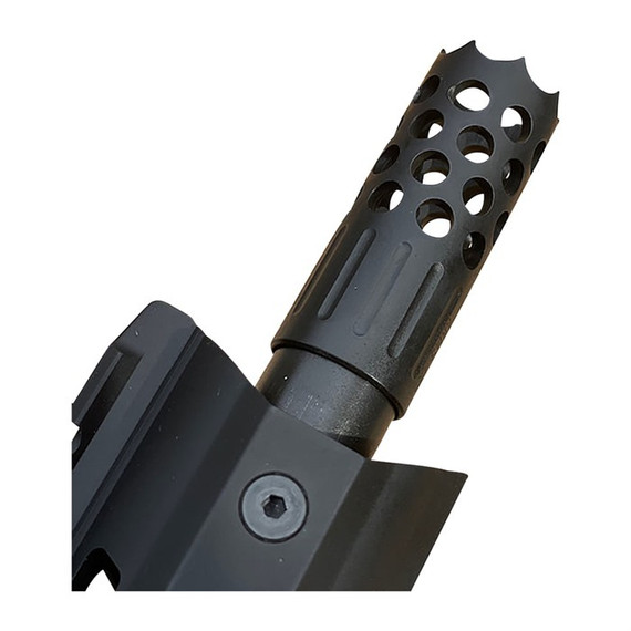 Genesis Arms G12 Muzzle Brake, 12 Gauge, Multi-Ported Cylindrical Crown Design, M22 x 0.75 Thread, Black 