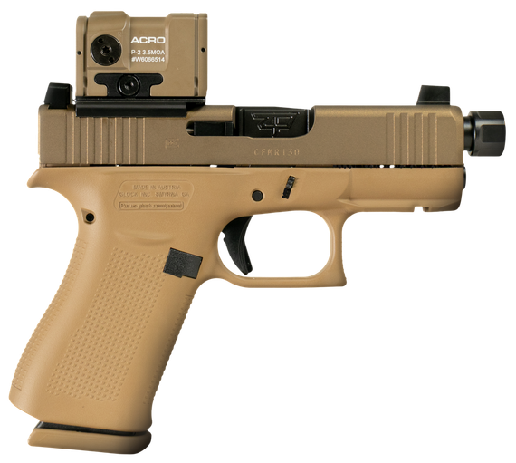 Glock G43X MOS, w/ Aimpoint Acro P-2, 9MM, 3.41" Threaded Barrel, 10 Rds, Flat Dark Earth 